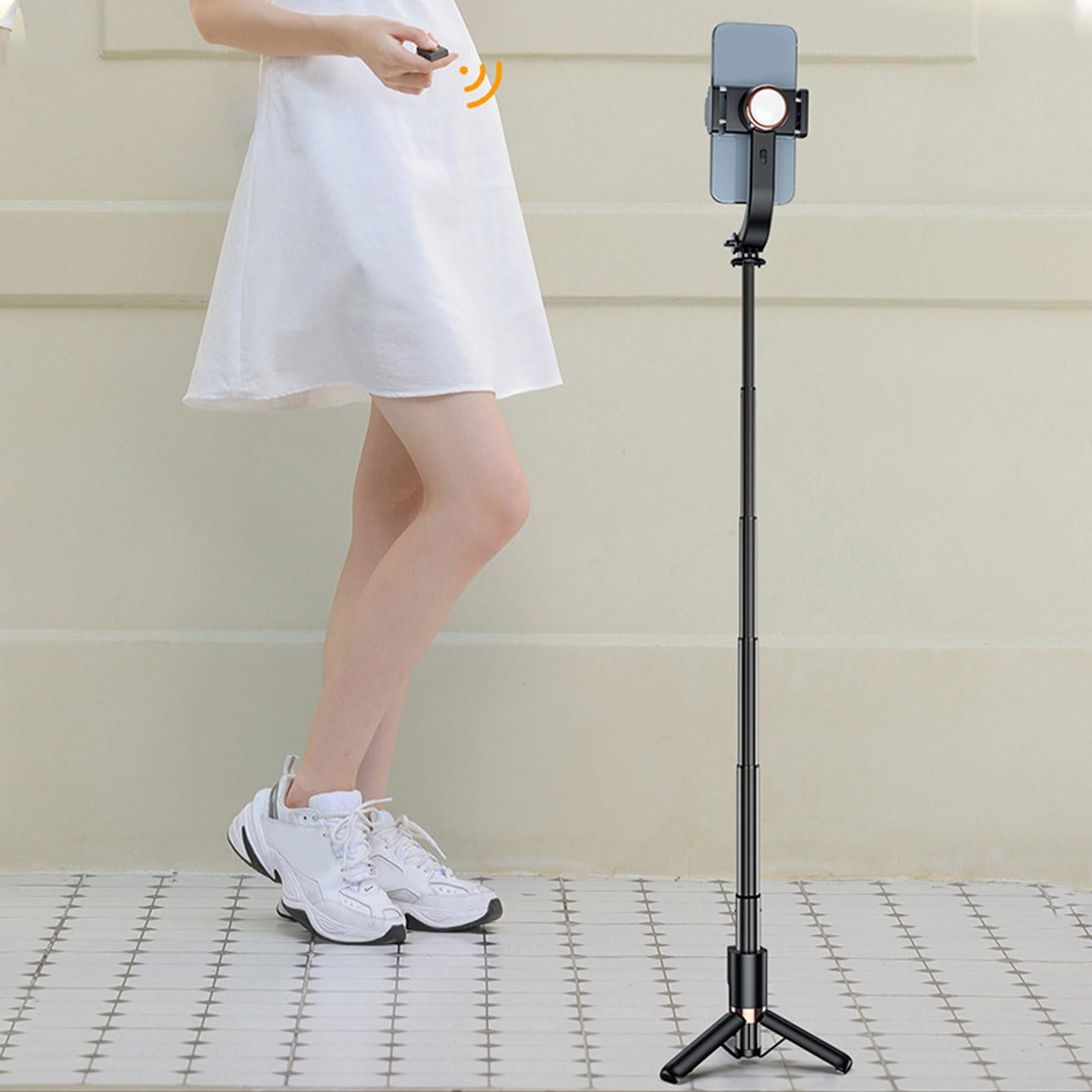 Stabilisateur de Smartphone Pliable, Bâton de Selfie de Prise de Vue Stable avec Lumière Intégrée pour Vlogging, Streaming en Direct, Aventures en Plein Air