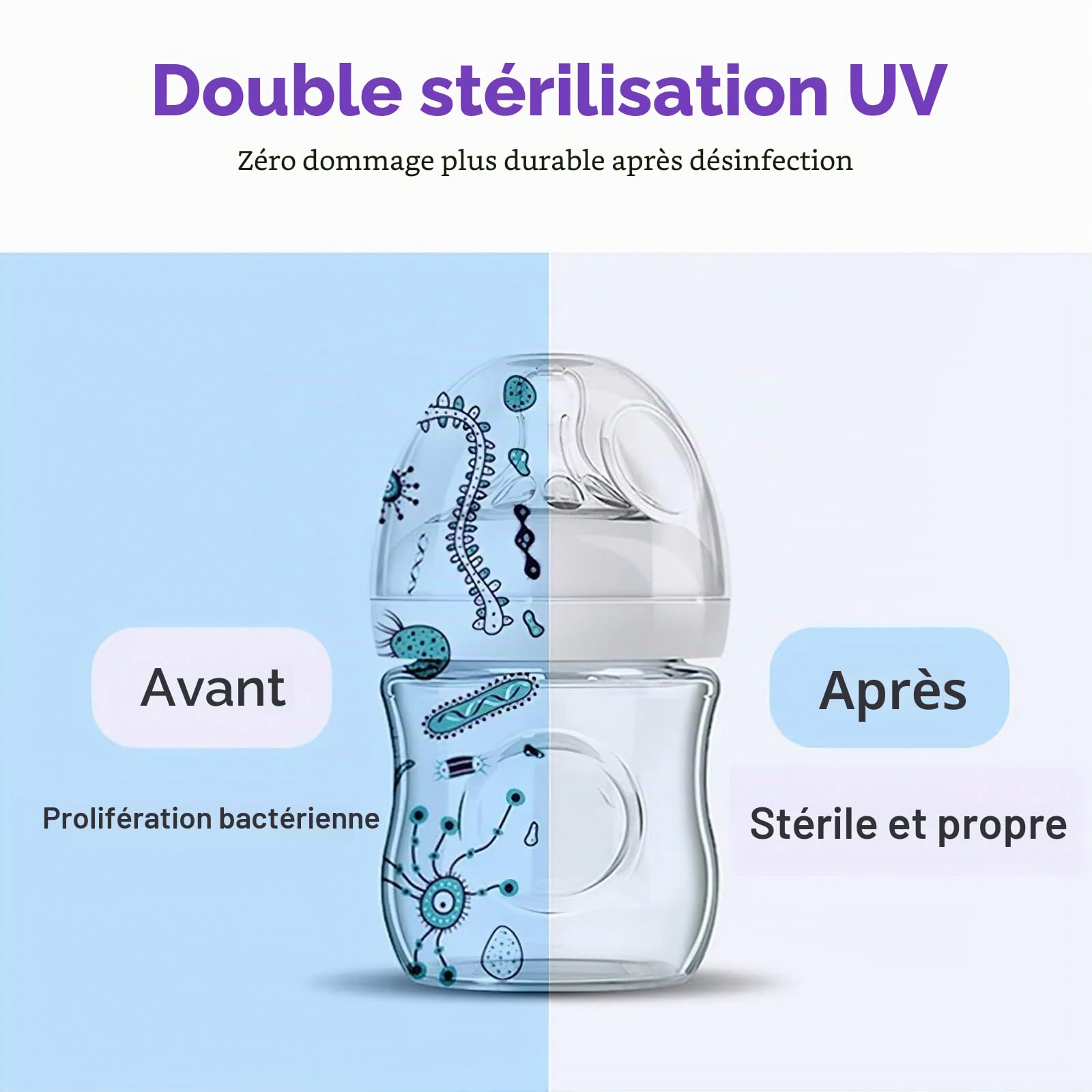 Stérilisateur UV, armoire de désinfection UV, boîte de désinfectant avec minuterie, plateau de stérilisation à 2 niveaux, grande capacité de 8 l, pour manucure, salon, dentisterie
