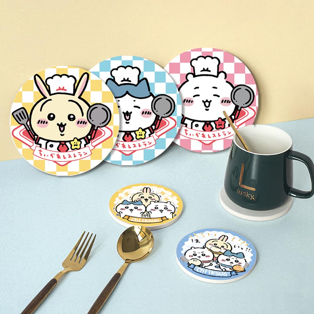 Amazon｜コースター ちいかわ ハチワレ うさぎ 吸水 丸型 直径