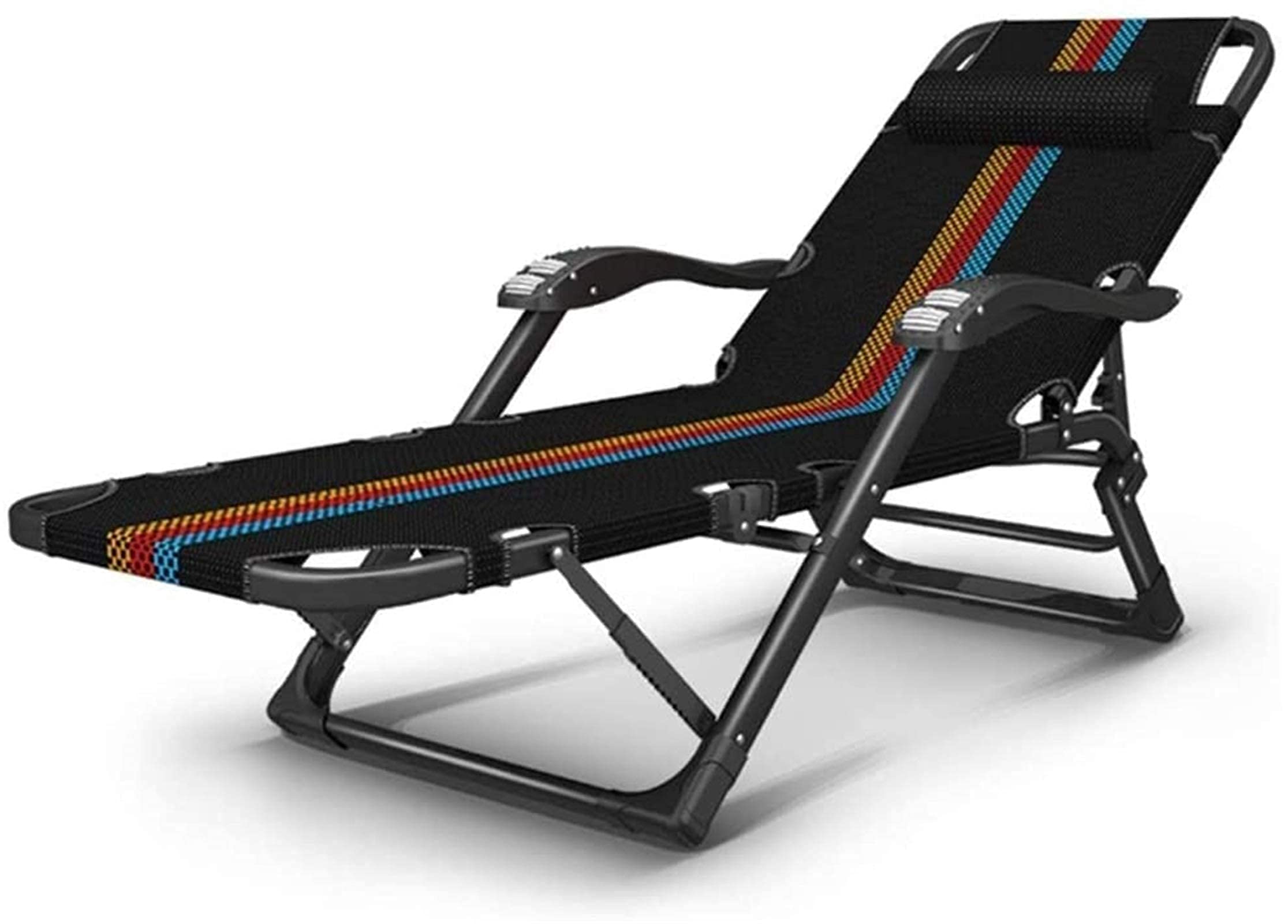 Genérico Sillas reclinables para Acampar Tumbonas de jardín Silla Plegable Sillón Cama Plegable, Silla de Playa Perezosa, Reposabrazos de Masaje, Respaldo Tela de Ajuste de 5 velocidades-Adecuado par