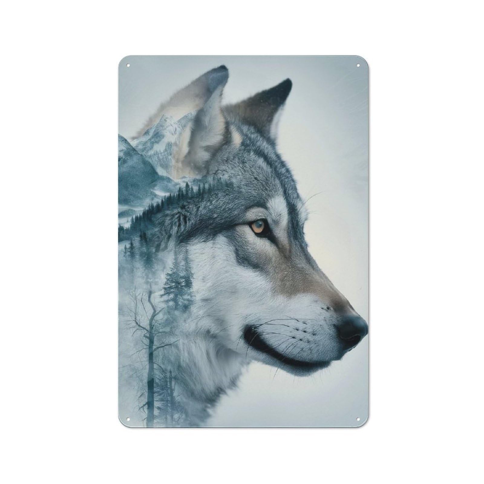 Wolf Husky Dog Vintage Metal Sign 30x20cm, Rustic Classic Pub Decor for Bar, Kitchen, Garage Or Games Room