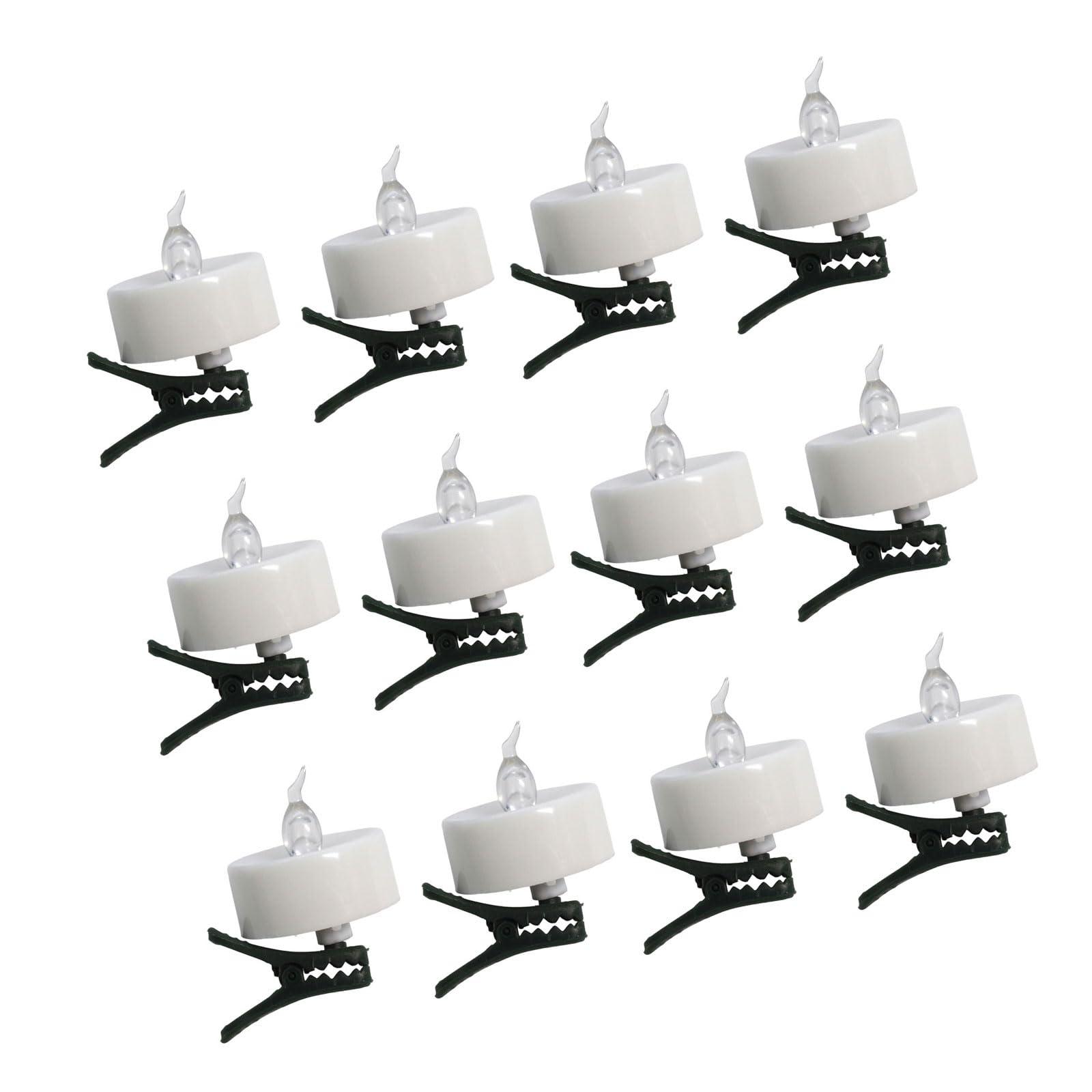 NEWFT 12 Count Clip Flameless LED Tealight Realistic Flame Decoration For Vases Tables Reusable Battery Candle
