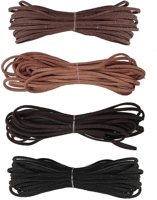 nuoshen 4 pcs Leather Cord,Leather Necklace Cord Lace Leather Strip for Bracelet Necklace DIY