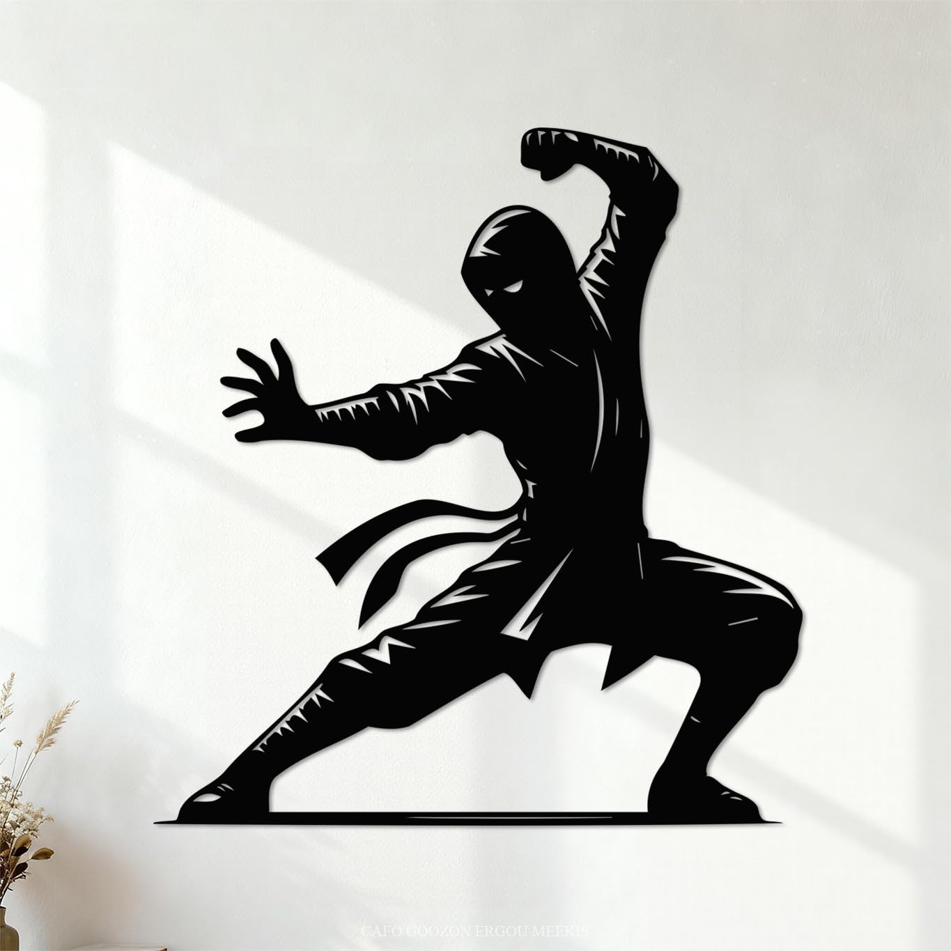 Ergou Stickerdecal-83193 Ninja Silhouette Vinyl Wall Stickers 42X45.2cm Removable Without Leaving Glue Black