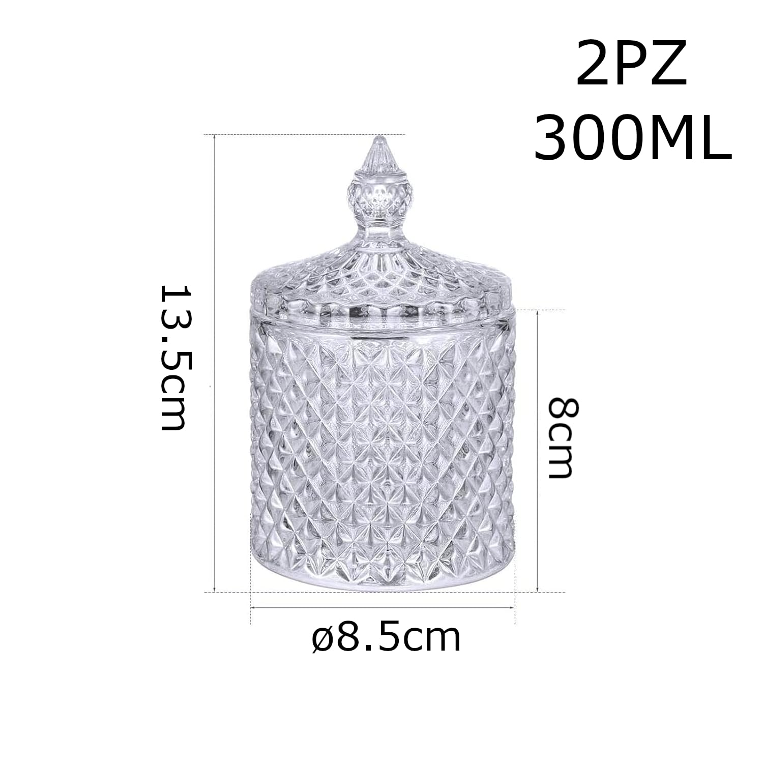 OCEANO 2 Pezzi Barattoli Bomboniera di Vetro Trasparente con Coperchio Contenitore Confetti Caramelle Zucchero Conservazione Organizzazione Porta Biscotti Dolci Cotton fioc Piccoli Oggetti