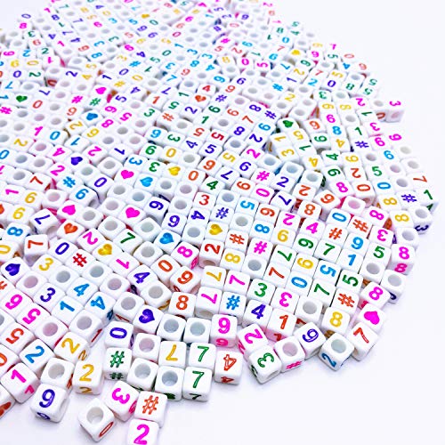 Image of Amaney 400pcs Number Beads 6x6mm Mixed Colorful Number Beads Acrylic Square Shape Loose Beads
