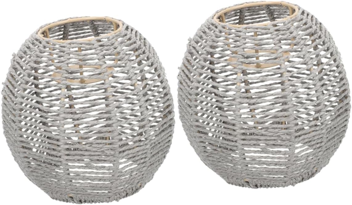 NUOBESTY 2pcs Woven Lampshade Pendant Light Fixture Style Hanging Shade for Farmhouse and Rustic Decor Easy to Install Decorative Light Cover for Dining Rooms and Cafes