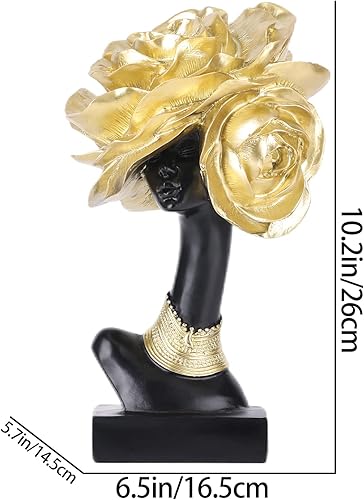 Miniatura 2 de DOVDOV Bustos y esculturas africanas, estatuas de mujeres afroamericanas, decoración africana negra y dorada para decoración del hogar, sala de