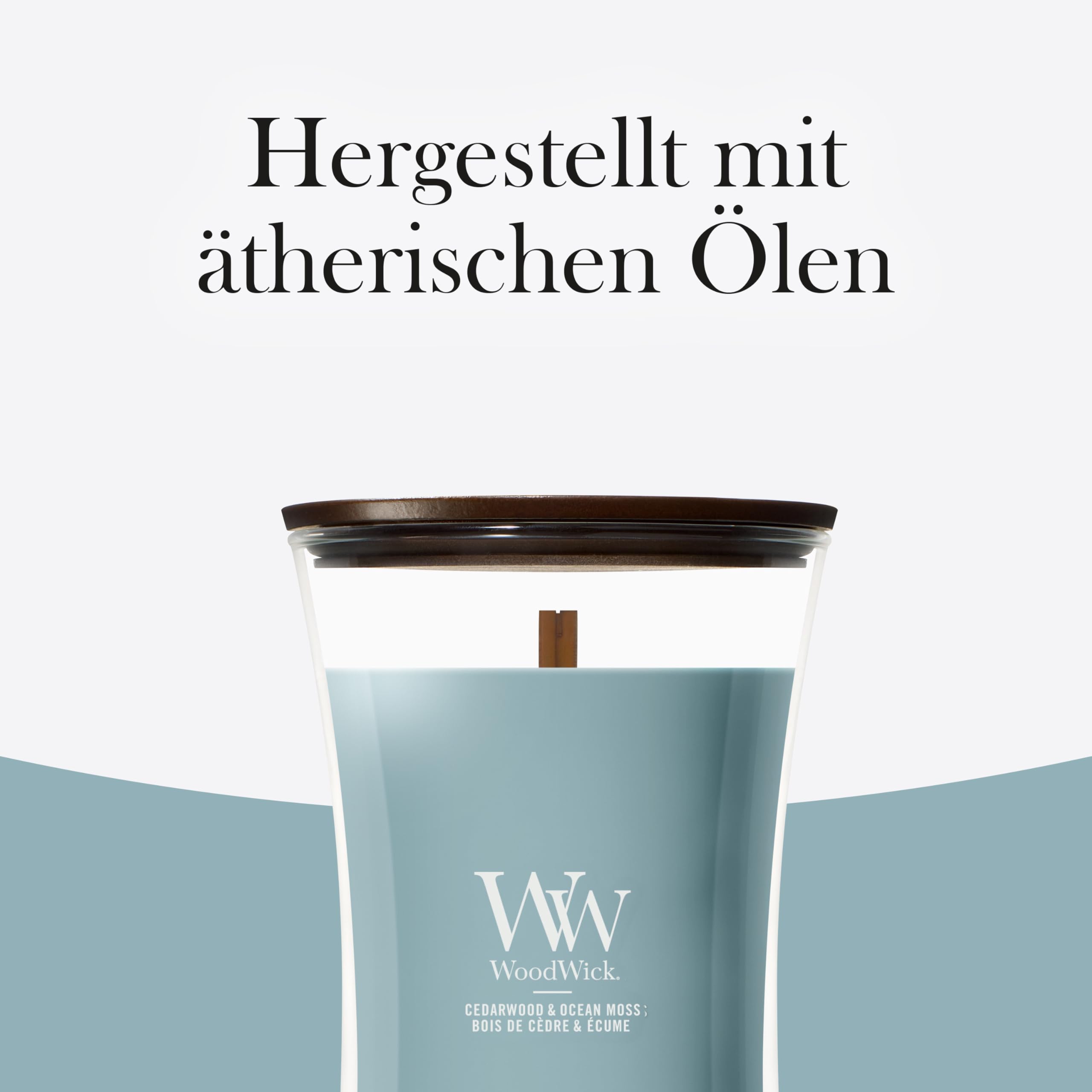 WoodWick Duftkerze | Große Hourglass-Kerze | Cedarwood & Ocean Moss | Perfekte Geschenke für Frauen