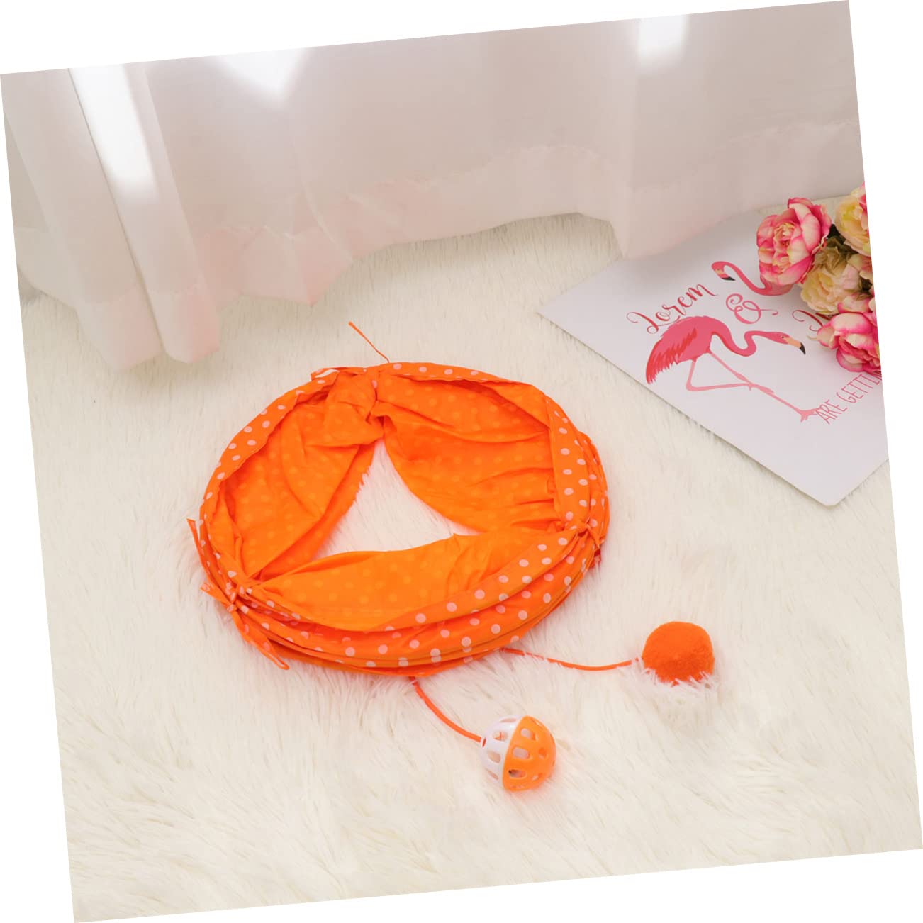 Happyyami 3stücke Funny Pet Cat Tunnel Faltbarer Katzen Spieltunnel Für Kätzchen Interaktives Spielzeug Mit Hängematte Und Ball Aus Orange Für Spiel Und Bewegung