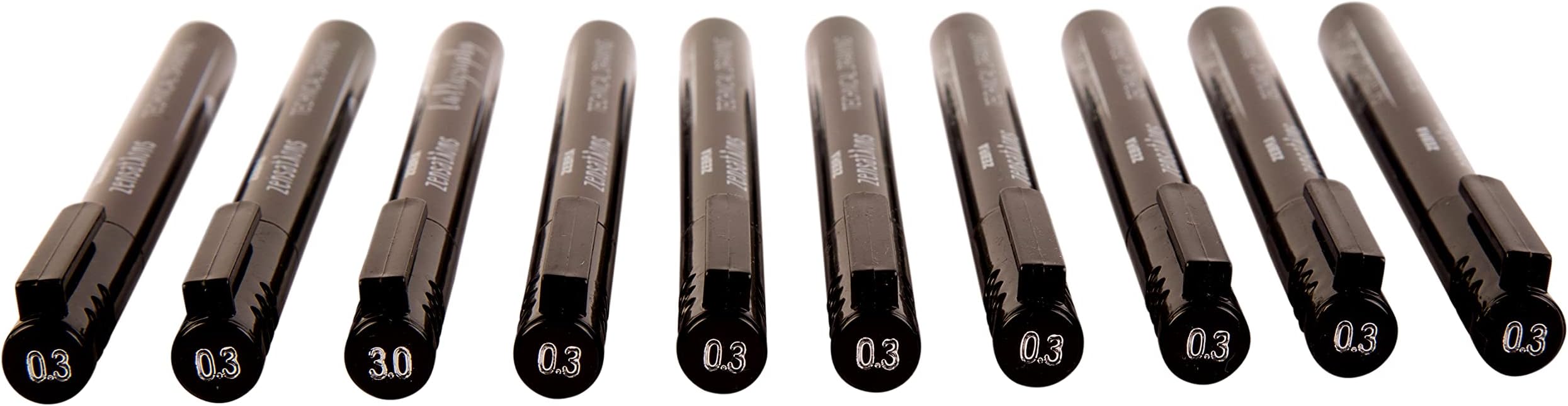 Zebra Zensations Black Fineliners Pens Technical Drawing Markers - Pack 10 - 0.3mm