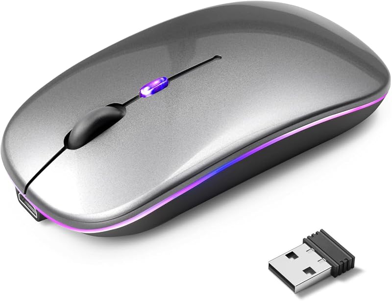 【2026新グレード】マウス 無線 Mucuru ワイヤレスマウス Bluetooth 5.4 無線 静音 薄型 Type-C 充電式 2.4GHz 3段階DPI切替 省エネ 瞬時接続 7色ライト付き 小型 光学式 高精度 左右対称 高耐久性 軽量 握りやすい 簡単接続 携帯便利 Mac/Windows/Surface/PC/Macbook対応