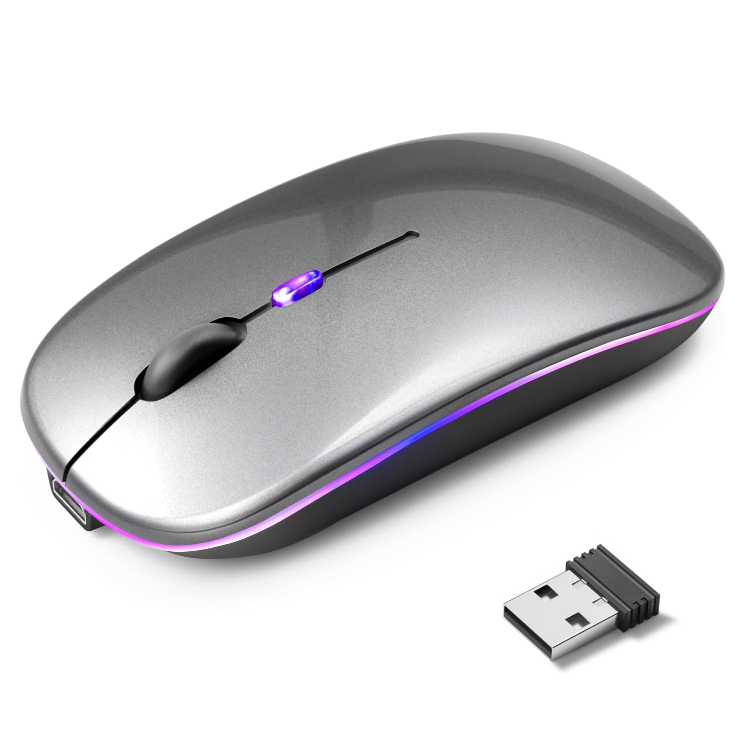 【2026新グレード】マウス 無線 Mucuru ワイヤレスマウス Bluetooth 5.4 無線 静音 薄型 Type-C 充電式 2.4GHz 3段階DPI切替 省エネ 瞬時接続 7色ライト付き 小型 光学式 高精度 左右対称 高耐久性 軽量 握りやすい 簡単接続 携帯便利 Mac/Windows/Surface/PC/Macbook対応 - 1