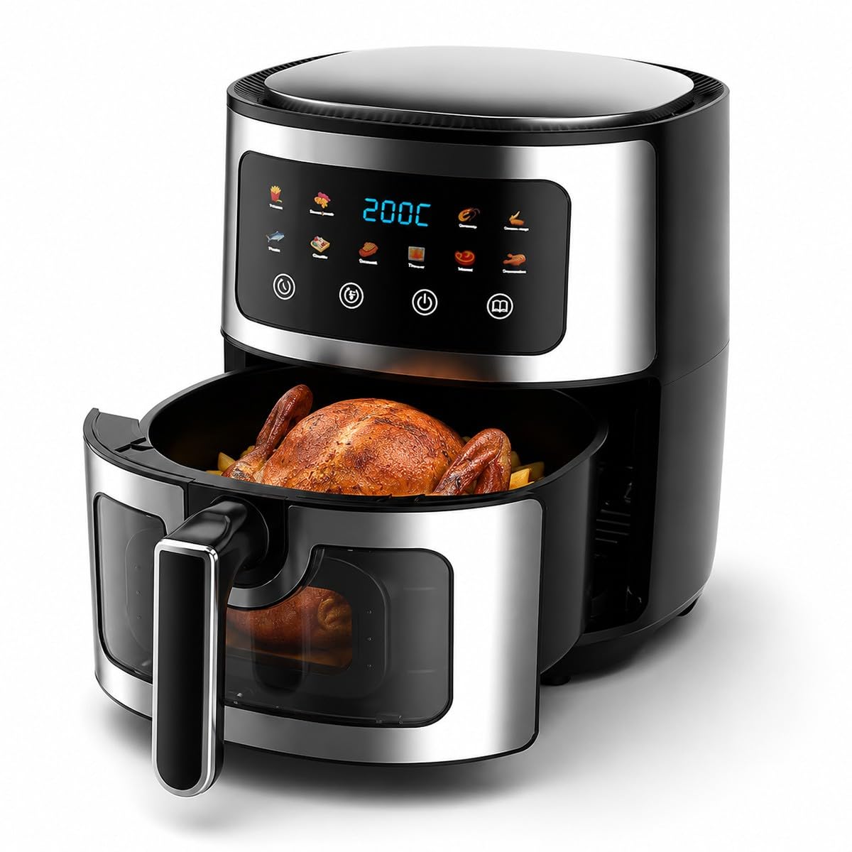 Baannaww 8L Air Fryer, Viewing Window, 1400W, 10 Presets, 24H Timer