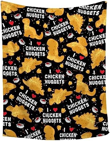 Chicken Nuggets Blanket - Ultra Soft Dino Nugget Flannel Blanket for Kids - Funny Food Blanket Home Decor for Bed Couch Living Room - Novelty Gift for Boys Girls,40