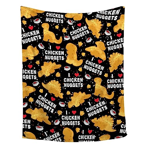 Chicken Nuggets Blanket - Ultra Soft Dino Nugget Flannel Blanket for Kids - Funny Food Blanket Home Decor for Bed Couch Living Room - Novelty Gift for Boys Girls 40x50 for Kids
