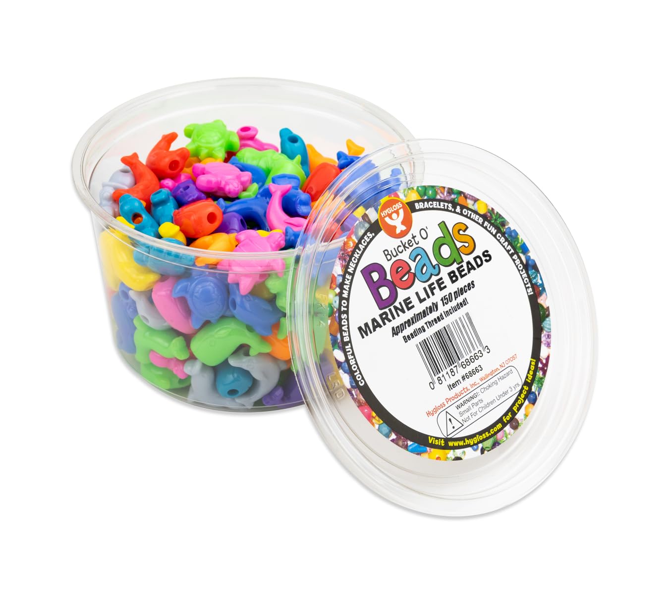 Hygloss Bucket O' Beads – 118 Ml, Facettierte Perlen-Mix | Mit Faden, Für Schmuck, Basteln