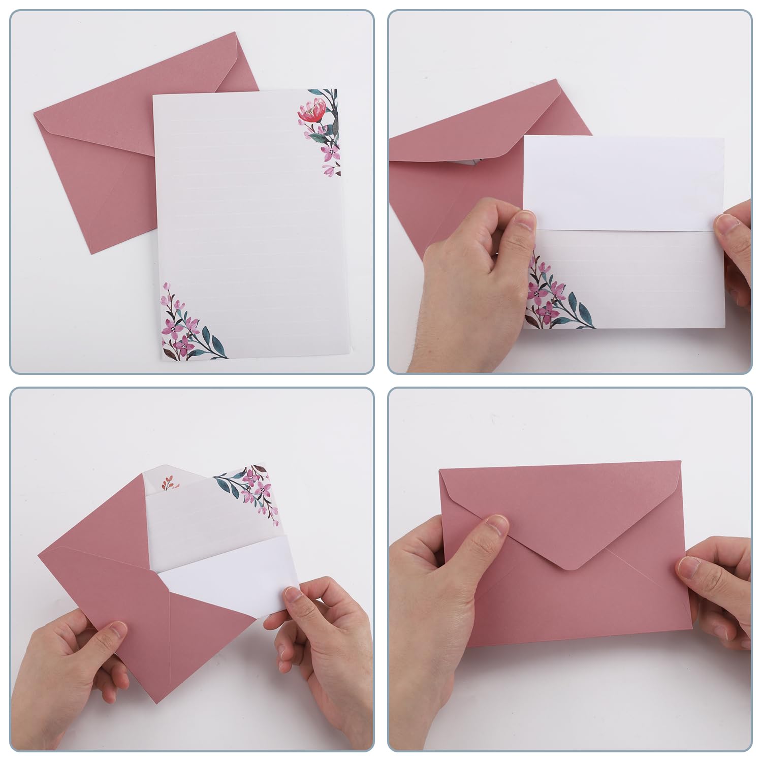 Carte De Remerciement Kit Papier Lettre + Enveloppes (72pcs) - Sirènes - Pour Cartes/Invitations/Anniversaire - 16x21cm Papier De Correspondance A4