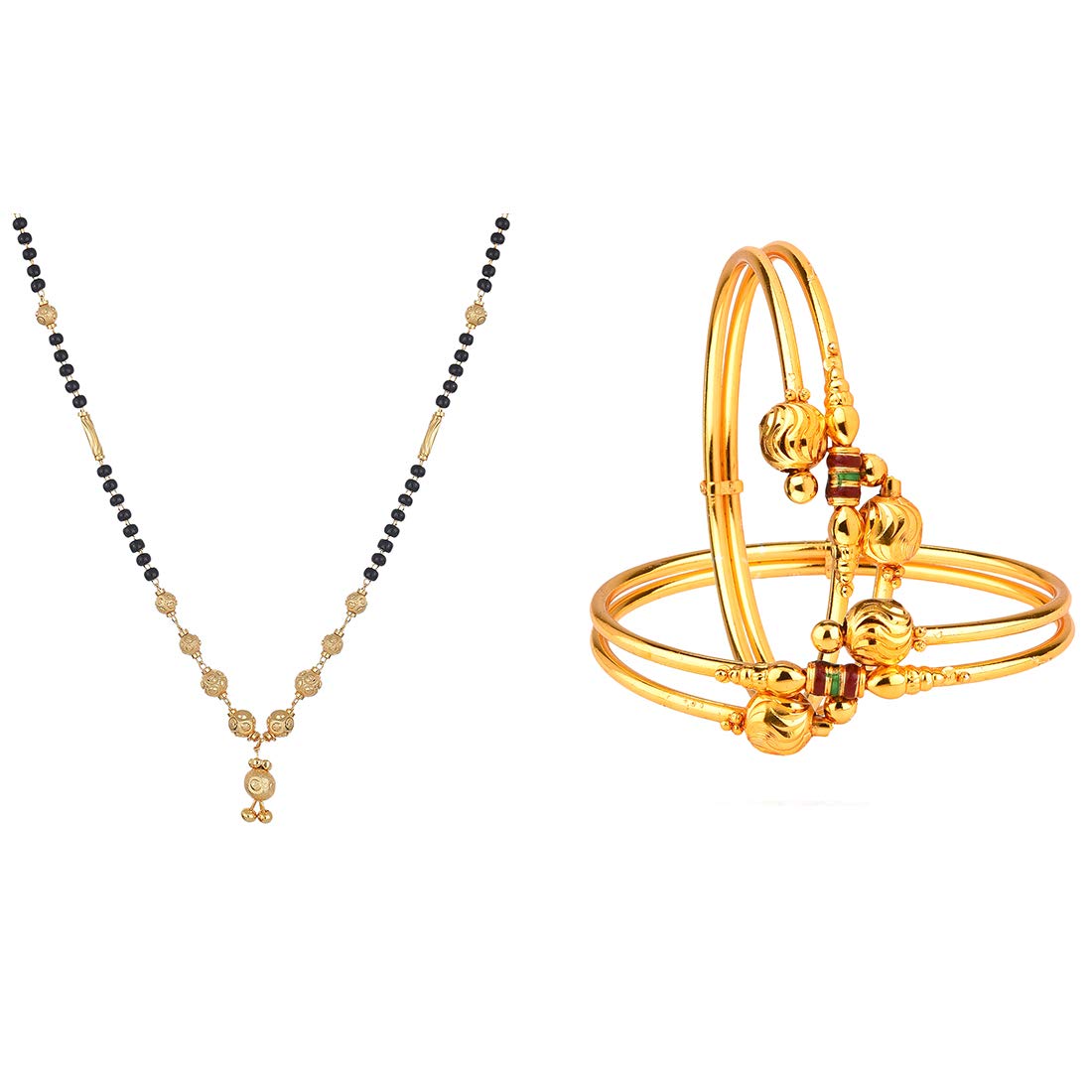 KENNICE Womens Pride Designer Gold Plated Mangalsutra & Bangle Set Combo Jewellery For Women (B09NQ26WPH) Amazon Price History, Amazon Price Tracker