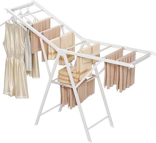 Estante de secado de ropa, estante de secado plegable de aleación de aluminio de aviación de 55 pulgadas, estante de secado de lavandería grande