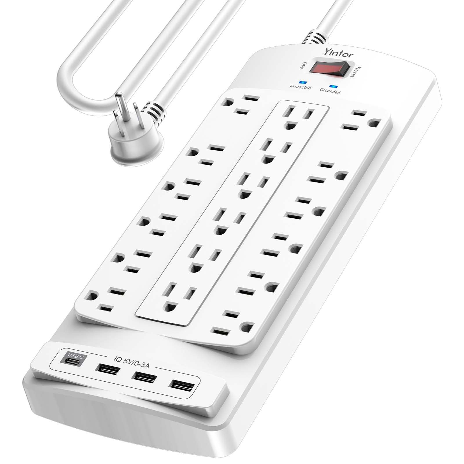 Yintar 6Ft Surge Protector Power Strip with 6 Outlets & 3 USB Ports, Black — Amazon image 16