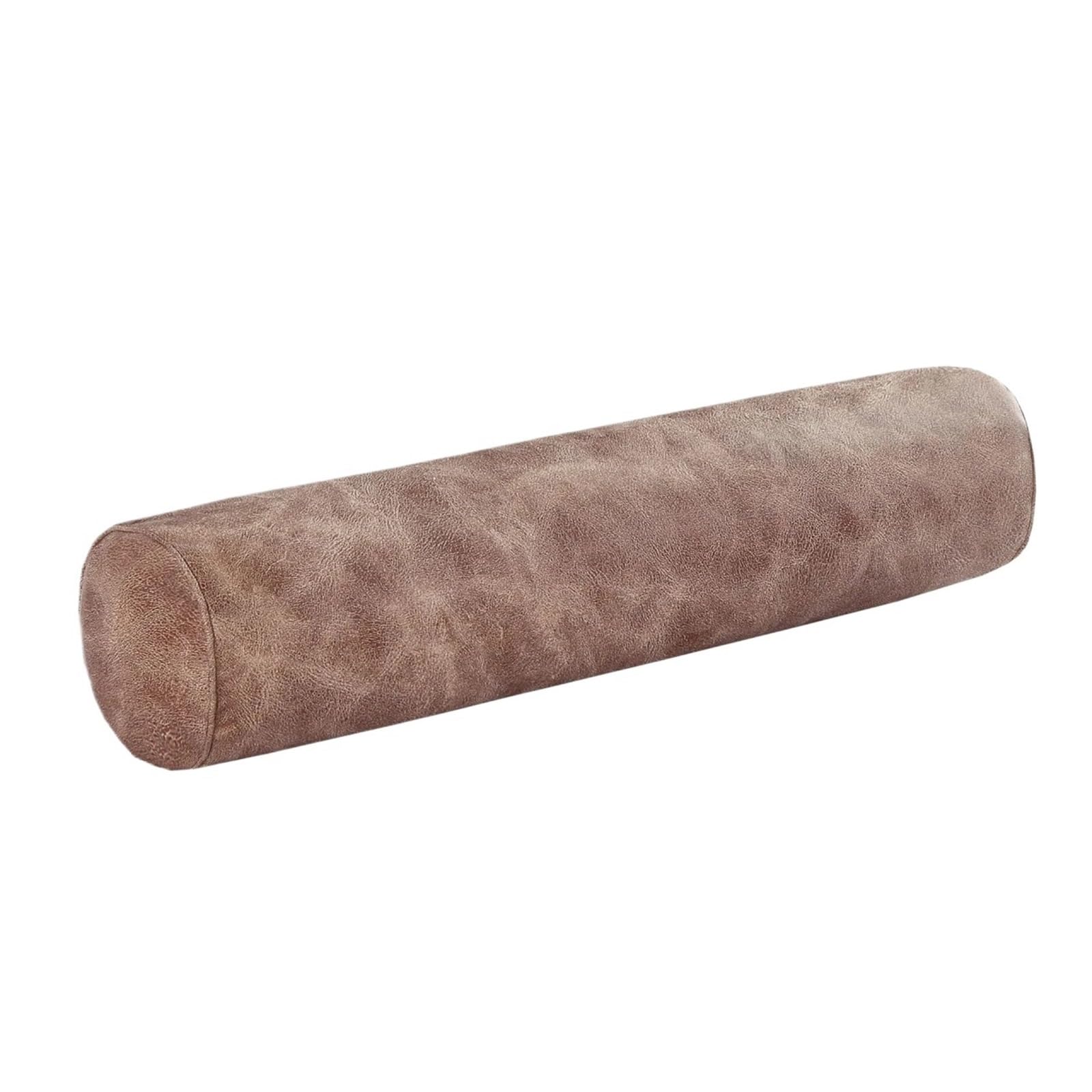 Cylindrical Pillowcase Round Cervical Roll Cylinder Bolster Pillow Removable Washable Cover Ergonomically Designed for Head, Neck,Back, and Legs(Tech cloth -coffee1,20x80cm 1pcs)