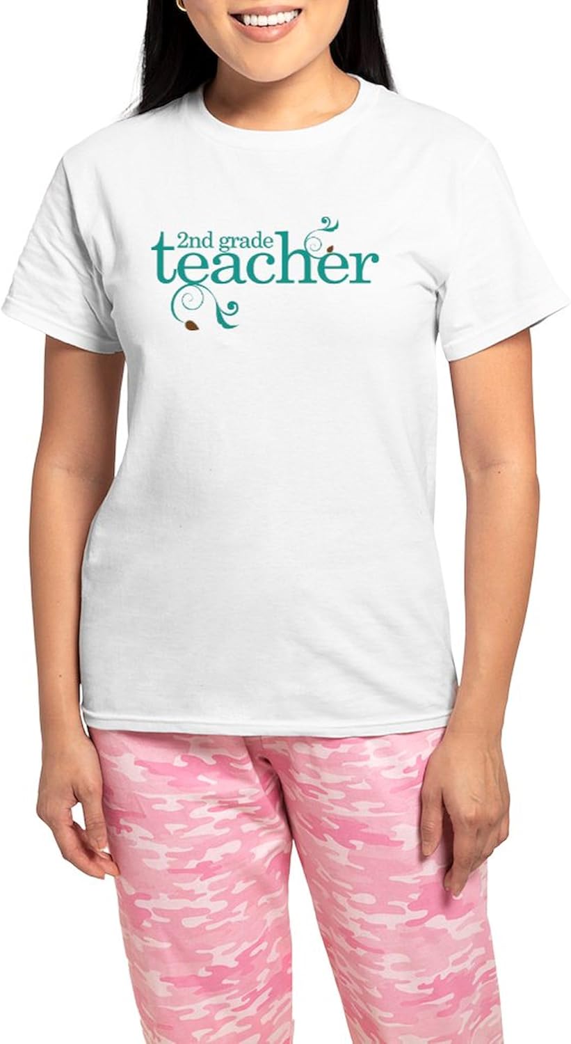 CafePress Best Teacher Women's Light Pajamas Women's Novelty Cotton Pajama Set, Comfortable PJ Sleepwear