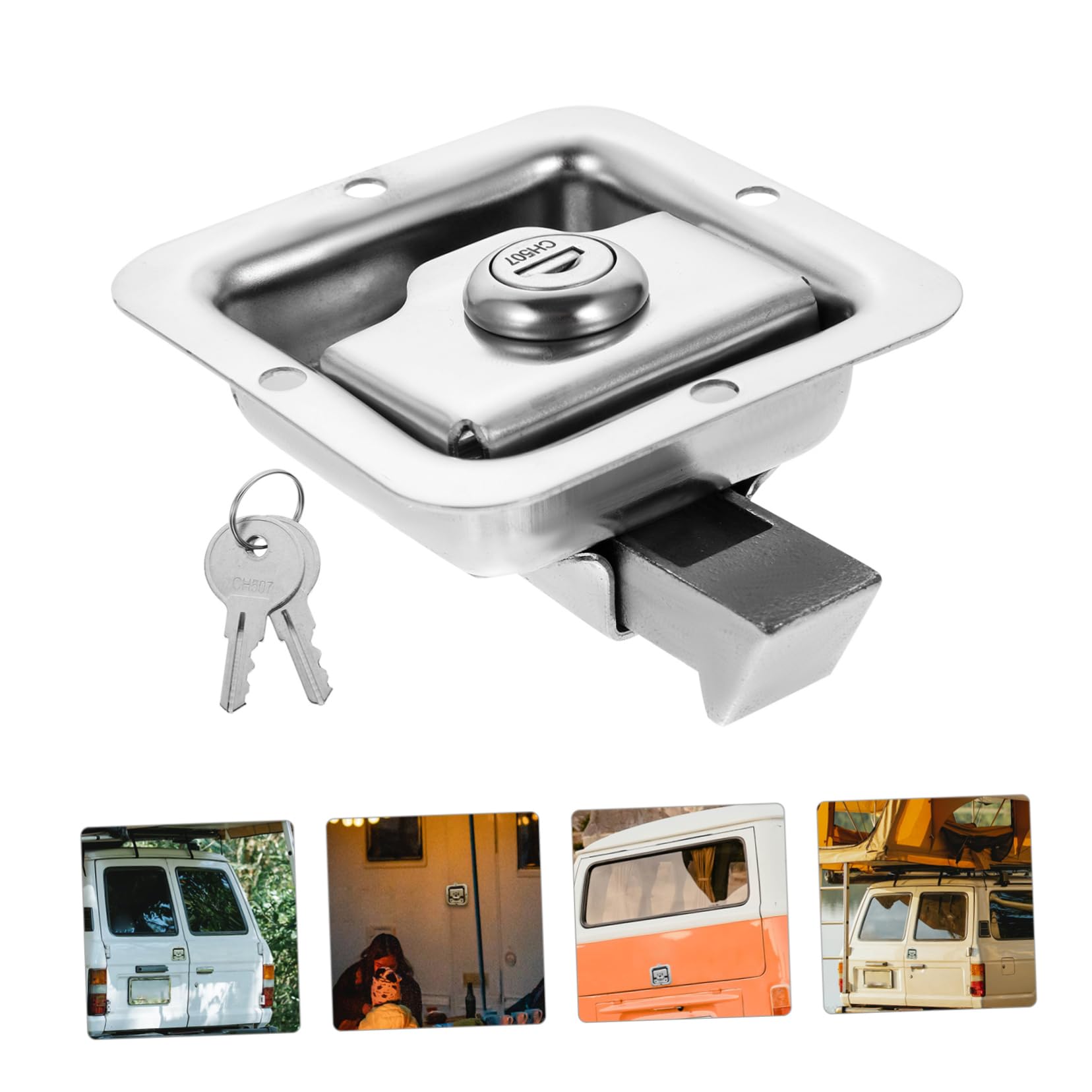 4ensembles Verrou Acier Inoxydable Pour Serrure De Type Encastré Pour Boîte à Outils Et Accessoires De Camping- Clés Incluses