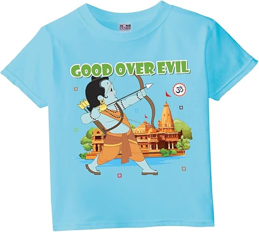 RAMNAVAMI RP/Lord Ram/Ram Bhagwan Printed Cotton Boys &amp; Girls Half Sleeves Tshirt Kids Unisex Tshirt