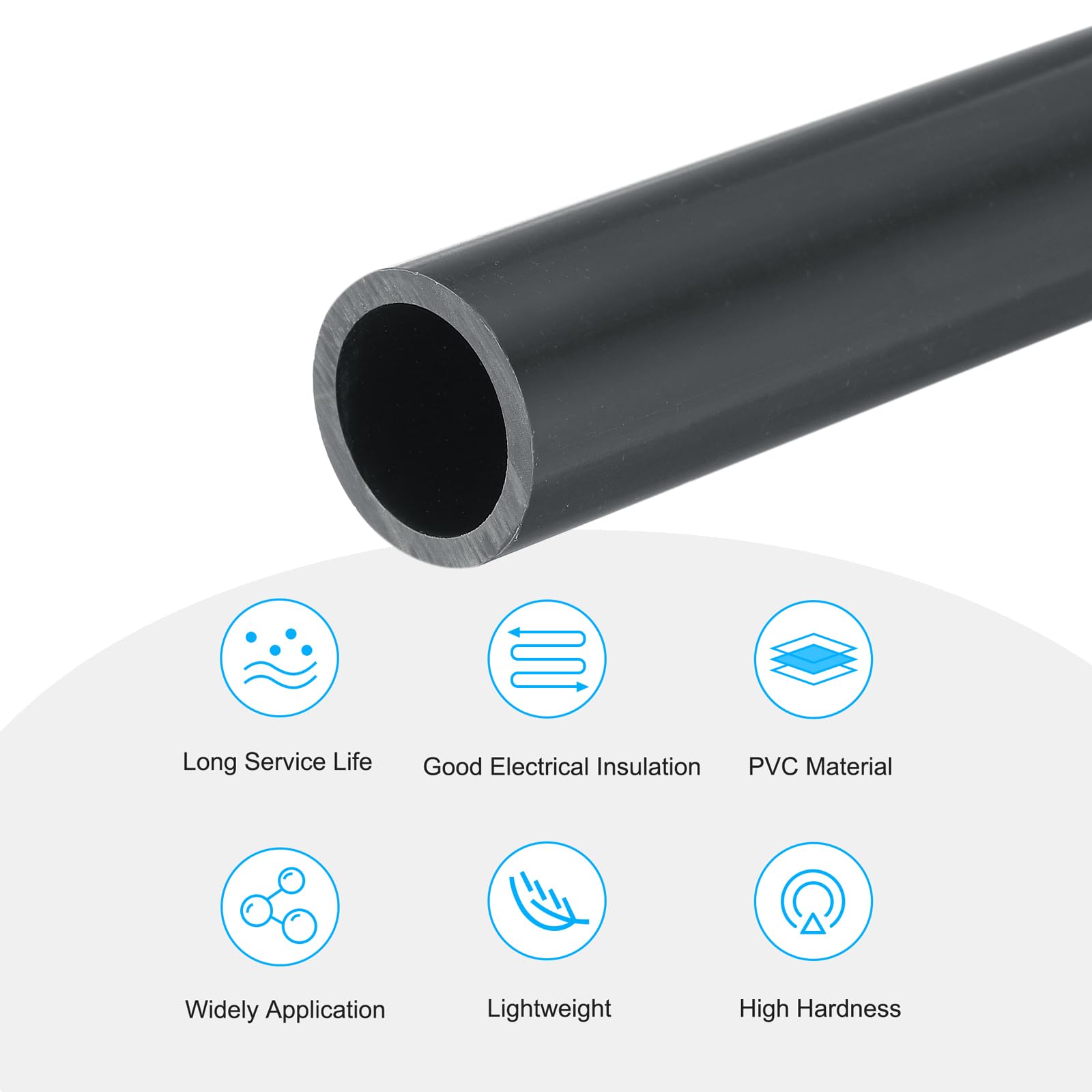 Tubo Rigido Rotondo in PVC 17,6mm ID 22mm OD 330mm Grigio Scuro Alta Resistenza per Tubi d'Acqua Guaina Cavi