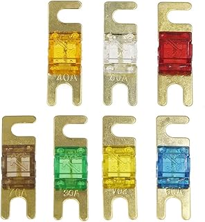 10PCS Gold-Plated Stud car Fuse Mini car Audio AFS Fuse 20A 30A 40A 50A 60A 70A 80A 100A 125A 150A 32V car Fuse (Size : 1Pcs, Color : 20A)