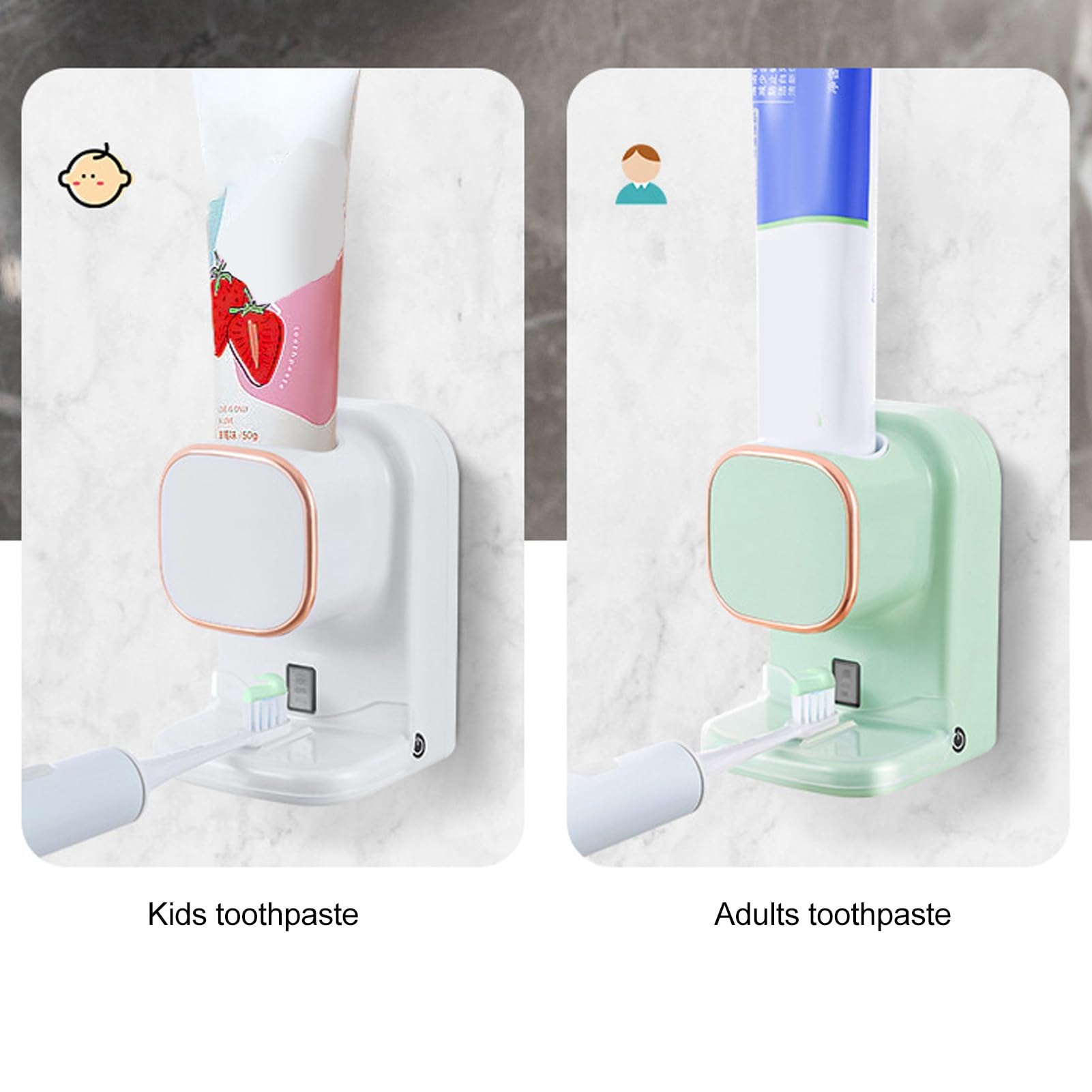 Dispenser di Dentifricio, Spremiagrumi Automatico per Bambini e Adulti, Dispenser Automatico di Dentifricio Montato a Parete con Adesivo, Presa USB, Adatto per L'uso in Bagno