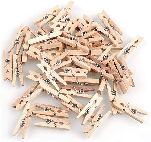 Mini pinzas de madera natural para manualidades o decoración de interiores. Lindos alfileres de ropa a granel (500, 1 pulgada) disponible en Yaxa Costa Rica