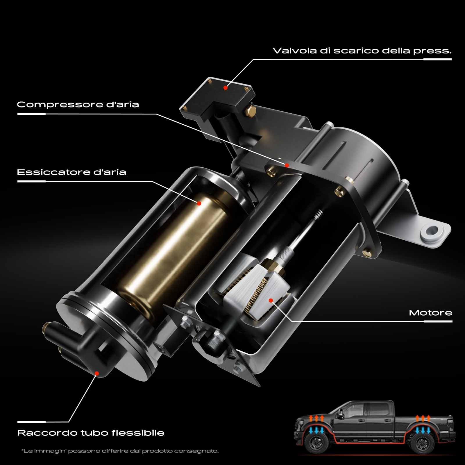 Frankberg Controllo del livello del compressore delle sospensioni pneumatiche Compatibile con X5 F15 F85 2013-2018 X6 F16 F86 2014-2019 Sostituisci# 37206875177