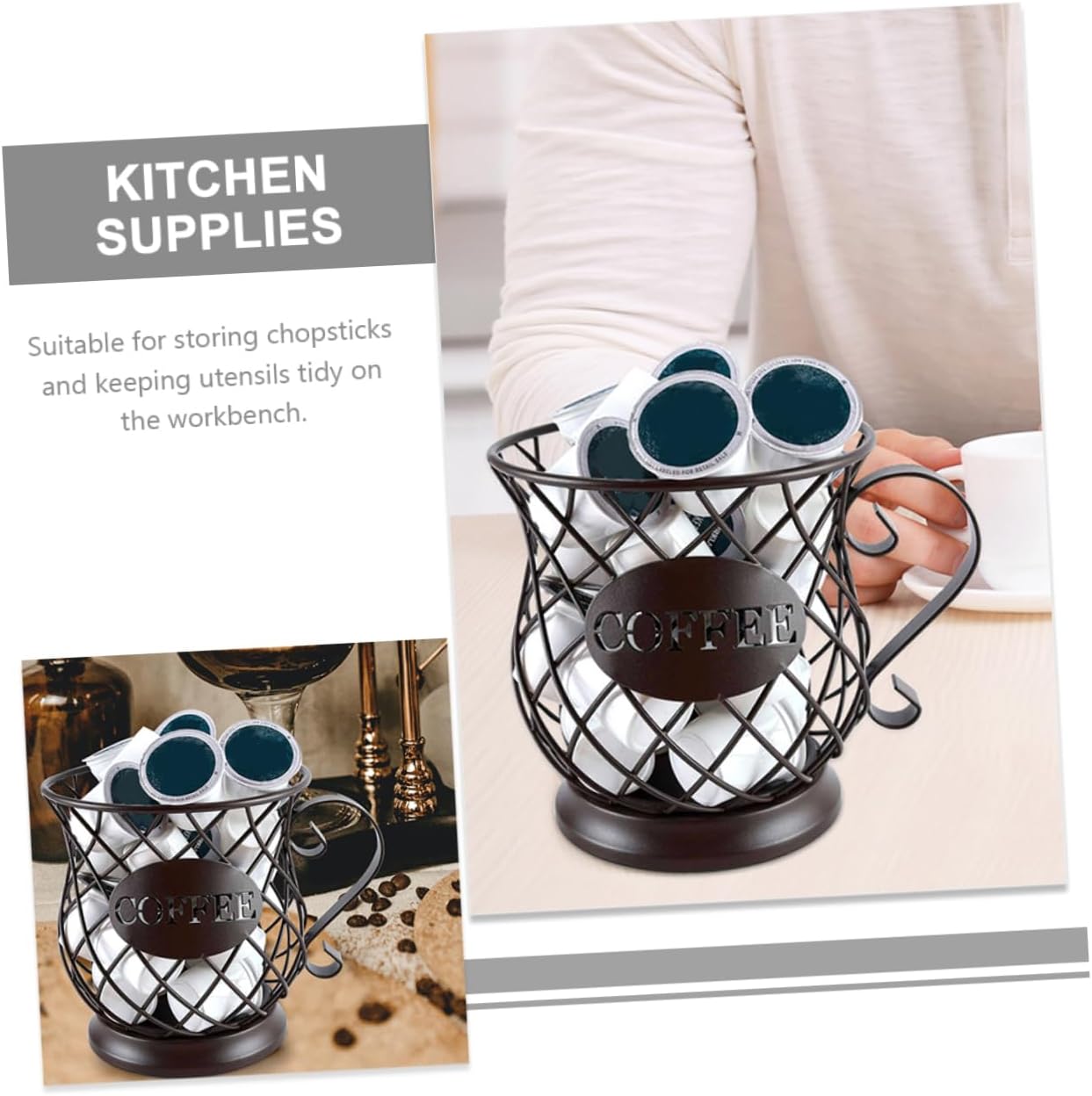 Kitchen Utensil Holder Sturdy Iron Chopsticks Holder for Countertop Elegant Cutlery Organizer for Kitchen Easy to Clean and Stable Design