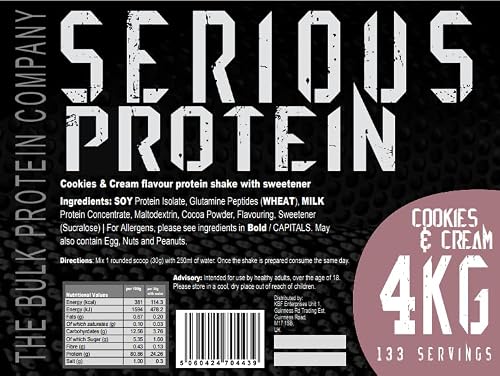 4kg Whey Protein Powder Cookies and Cream - Serious Protein - The Bulk Protein Company - Image 3