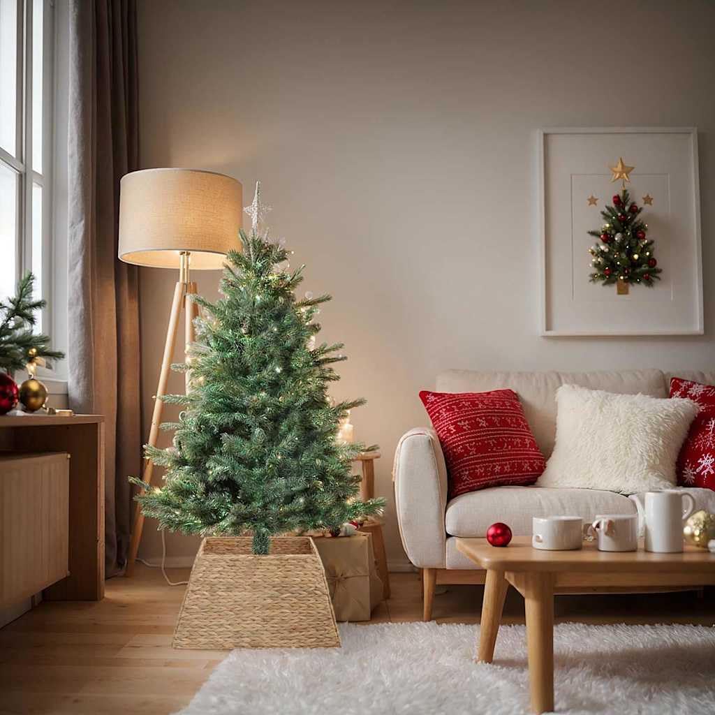 Collare per albero di Natale marrone in giacinto d'acqua, 70 x 70 x 28 cm, copertura rotonda per albero di Natale e gonna per albero di Natale, con tappetino per coprire e proteggere il