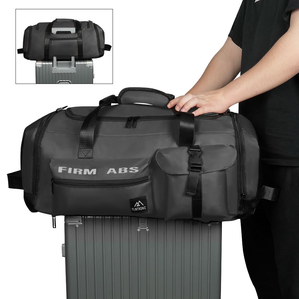 Flintronic 65L Bolsa Deporte Gimnasio, Bolsa de Viaje, Bolsa Deporte Fitness, con Zapato Separada Seco y Humedo, Ligera e Impermeable, Hombre y Mujer, para Deportivo Viaje Gimnasio, Negro