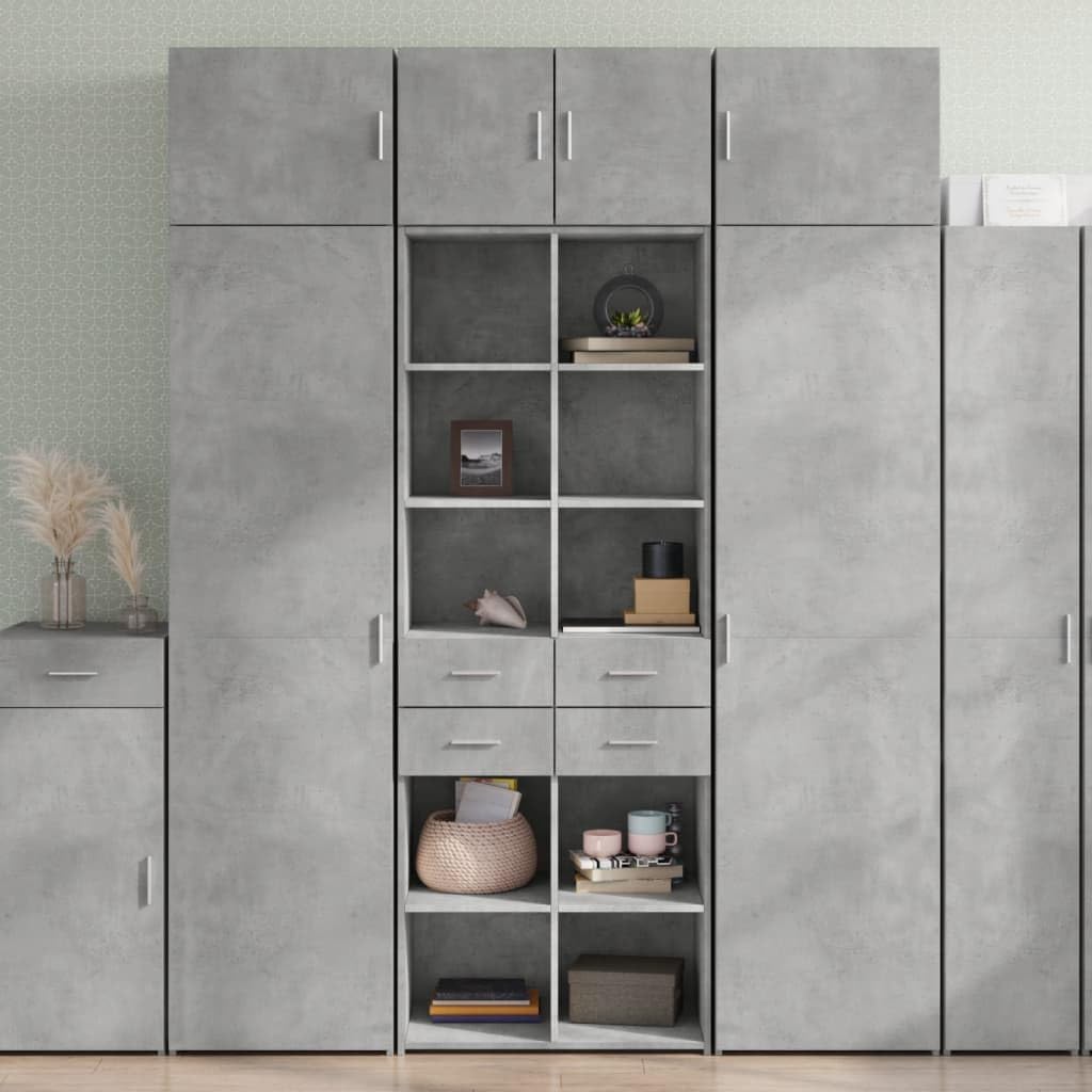 Besenschrank, platzsparend, Mehrzweckschrank, schmal, aus Spanplatte, Grau, Zement, 70 x 42,5 x 185 cm