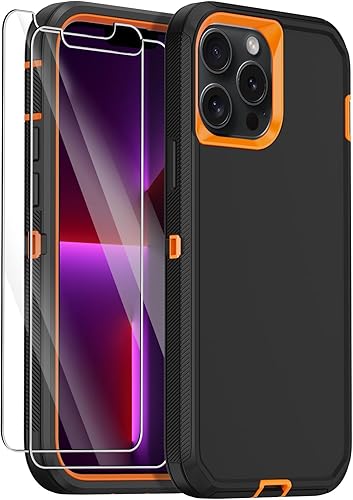 Annymall Funda para iPhone 13 Pro Max con 2 protectores de pantalla, protección contra caídas a prueba de golpes, cuerpo completo, resistente, 3