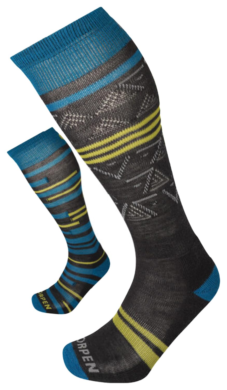 Lorpen T1 Men's Mid Eco Sock, Great for Winter Sports, Eco-Friendly & Sustainable, Tall & Cushioned, 2-pack, Blue, Size Medium