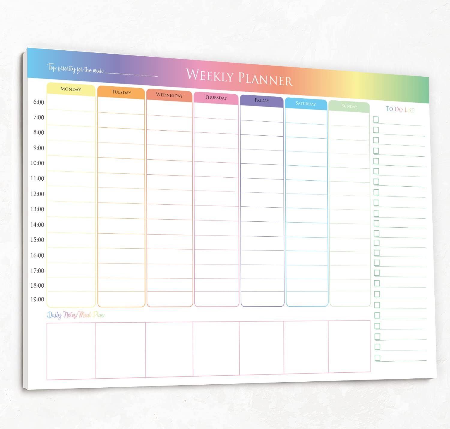 Weekly Desk Planner Pad with Timetable A4 Appointment planner Daily Schedule To Do List