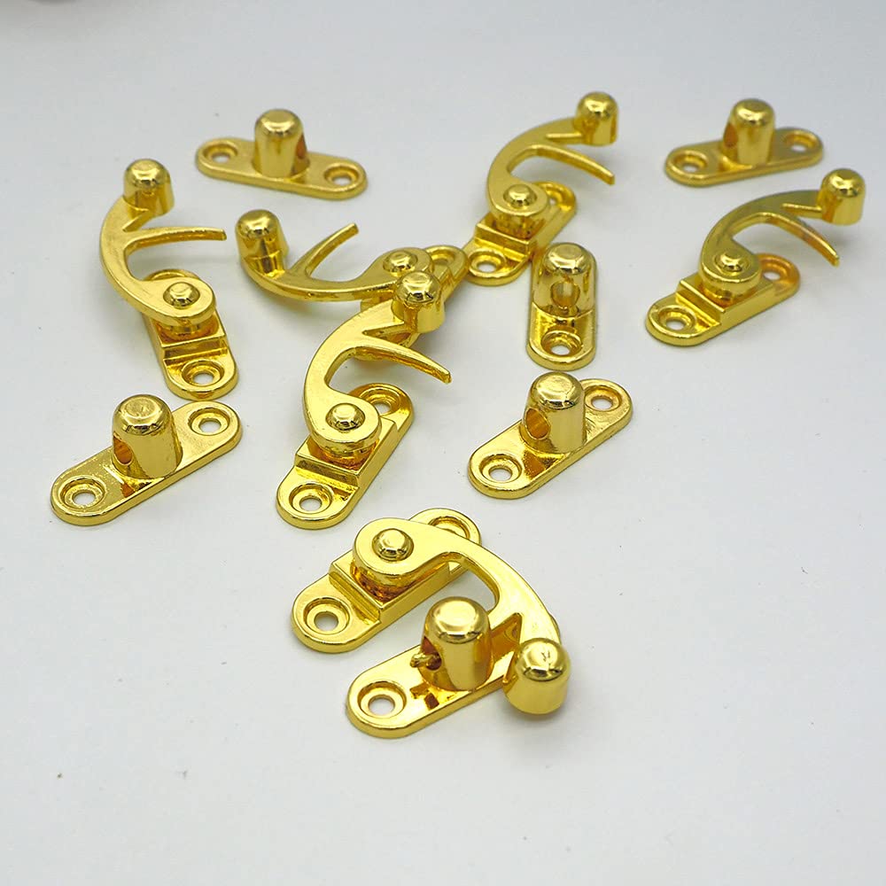 Youmeizer 10-Pack Vintage Horn Lock Latch – Antique Red Copper Finish, Spring-Loaded 90° Pop, With 40 Screws For Jewelry Boxes & Crafts