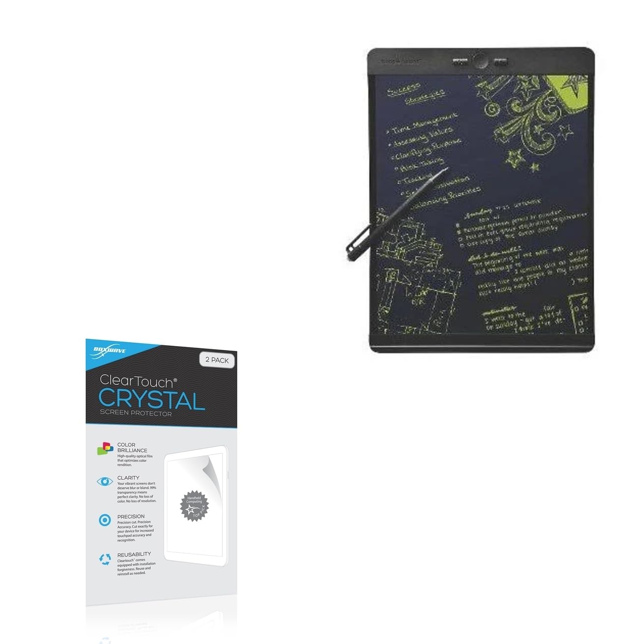 BoxWave Screen Protector Compatible with Boogie Board Blackboard Letter (8.5x11) - ClearTouch Crystal (2-Pack), HD Film Skin - Shields from Scratches
