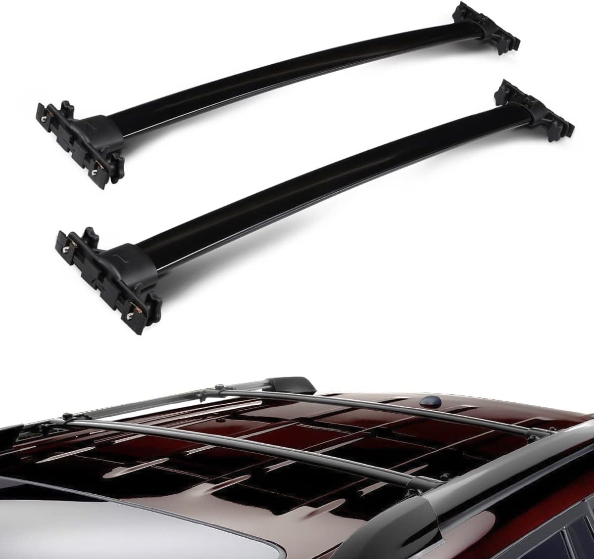 DNA MOTORING PT-ZTL-8036 Pair Aluminum Car Roof Rack Cross Bars Compatible with 01-07 Highlander,Black