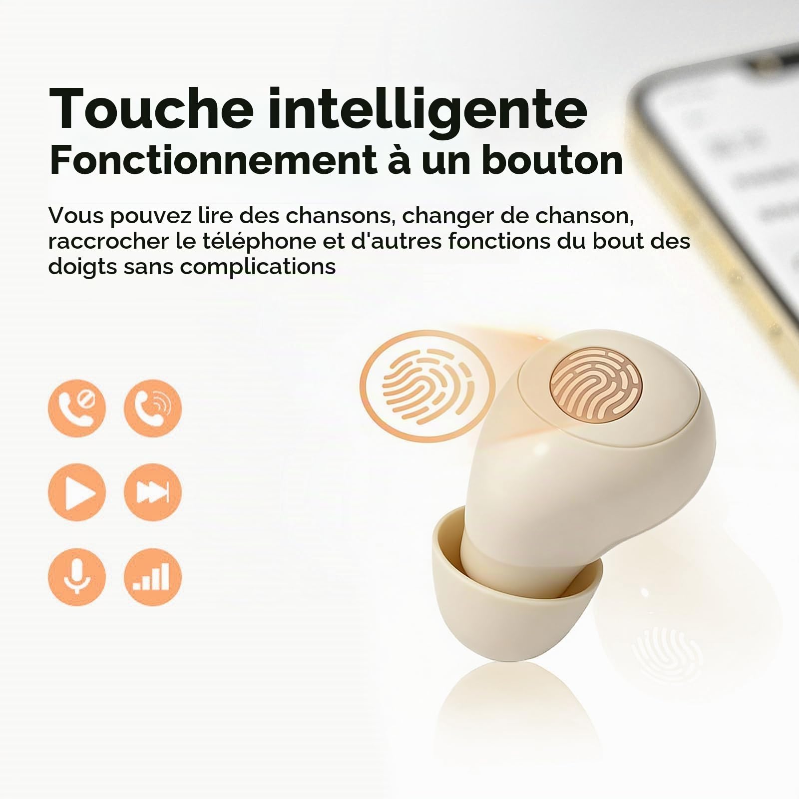 Xmenha Mini Écouteurs Taille de Poche Petit oreillette Bluetooth sans Fil | Autonomie longue durée Étanchité IPX5 Légère Intra-auriculaire Écouteurs Bluetooth Sans Fil Casque Bluetooth