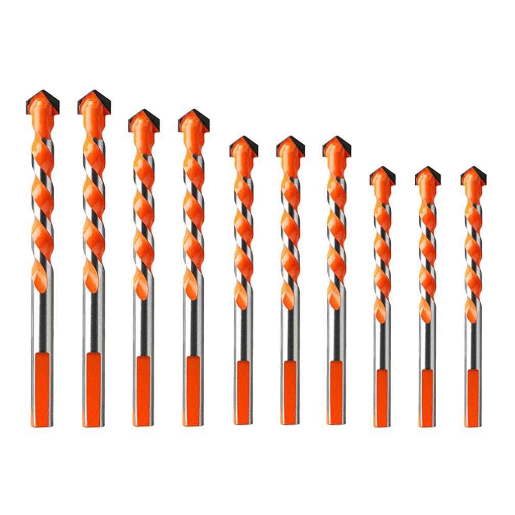 Hemoton 20Pcs Ultimate Drill Bits, Multifunctional Drill Bits, Ultimate Punching Drill Bit for Concrete, Tile, Glass, Ceramic, Brick, Wood and Plastic, Bits for Power Drills, 6/8/ 10/ 12mm (Orange)