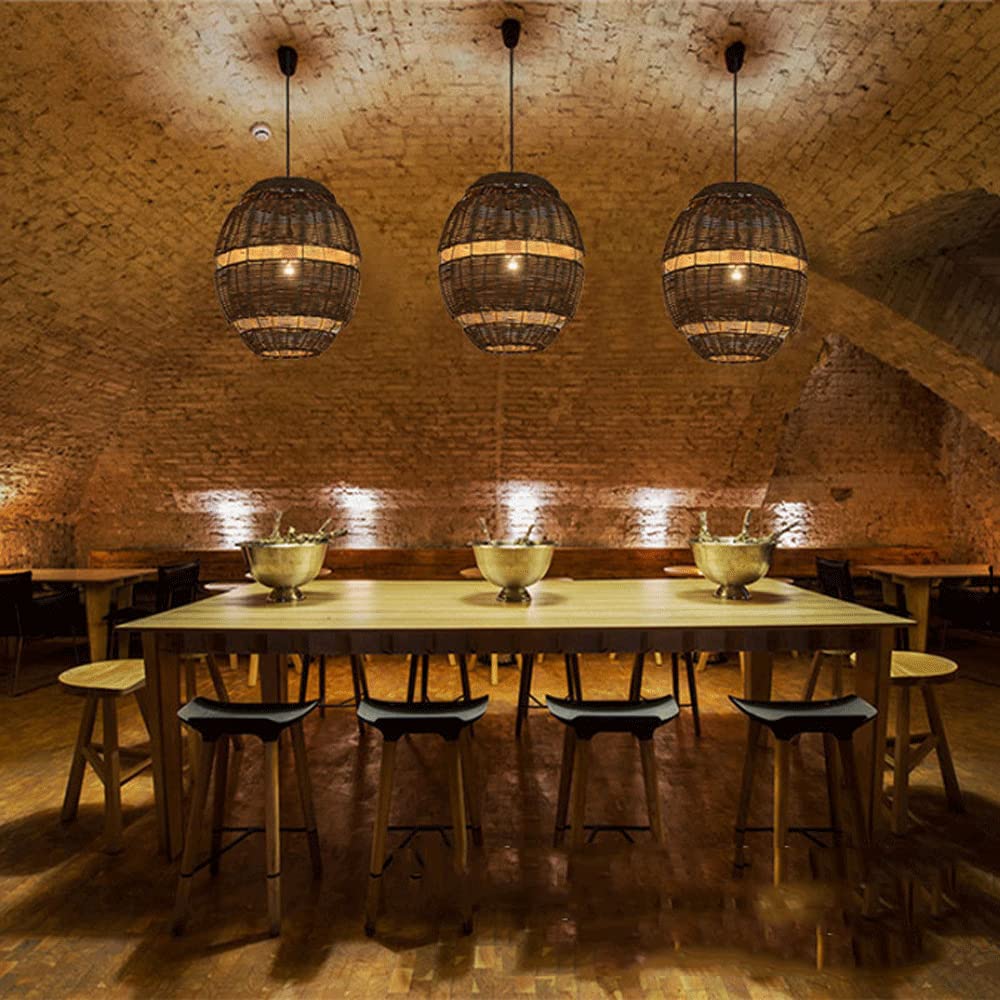 Lanterna in bambù in Stile Giapponese Lampadario in bambù Intrecciato A Mano Lampada A Sospensione in Vimini in Rattan Facile da Installare Tea House Restaurant E27 Illuminazione A Risparmio