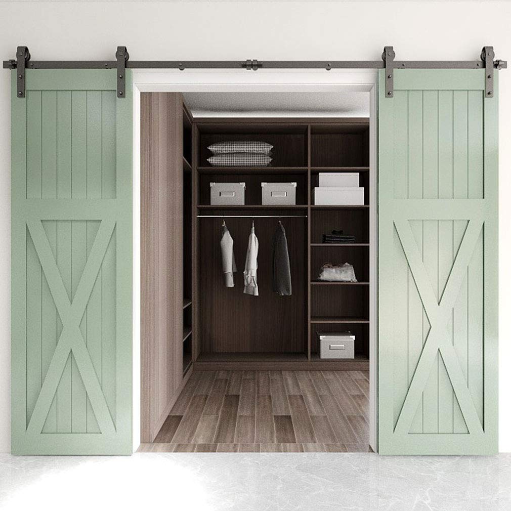 Wolfbird 244 cm / 8 ft Sliding Door Fitting Sliding Door System Sliding Rail Wooden Sliding Door Fitting Set for Double Doors - Image 3