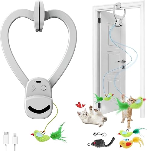 Miniatura 10 de Juguetes interactivos para gatos de interior, juguete eléctrico automático de plumas de pájaro volador, el mejor juguete de enriquecimiento para